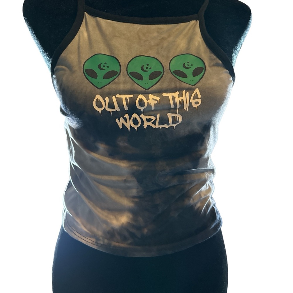 Out of this World black and green tank top